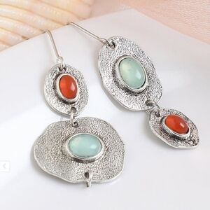 Mismatched Earrings Red & Green Chalcedony